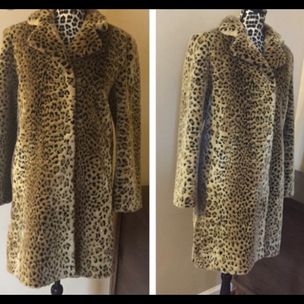 Worthington Plush Leopard Print Vintage Coat
